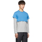 Comme des Garcons Shirt Blue and Grey 2-Tone Long Sleeve T-Shirt