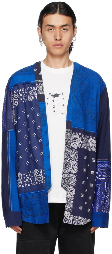 Photo: 424 Blue Paisley Printed Kimono Shirt