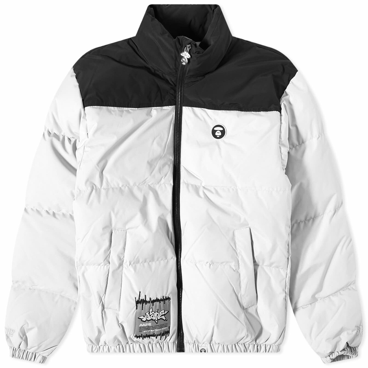 Men's AAPE Panel Down Jacket in White AAPE by A Bathing Ape