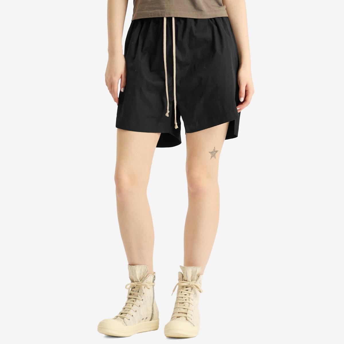 【正規店出品】RICK OWENS WOMEN TE BOXERS WOVEN SHORTS BLACK Rick Owens Women's Boxers in Black Rick Owens