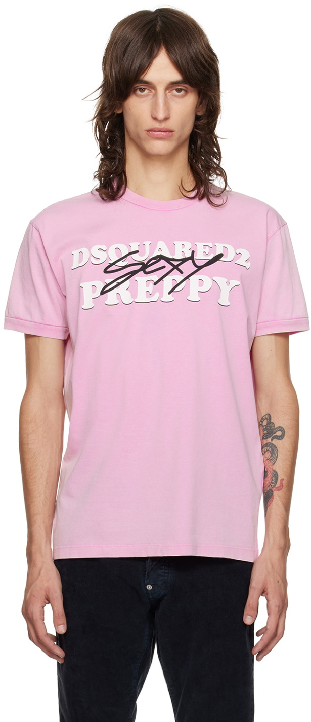 Dsquared2 Pink 'Preppy' Muscle Fit T-Shirt Dsquared2