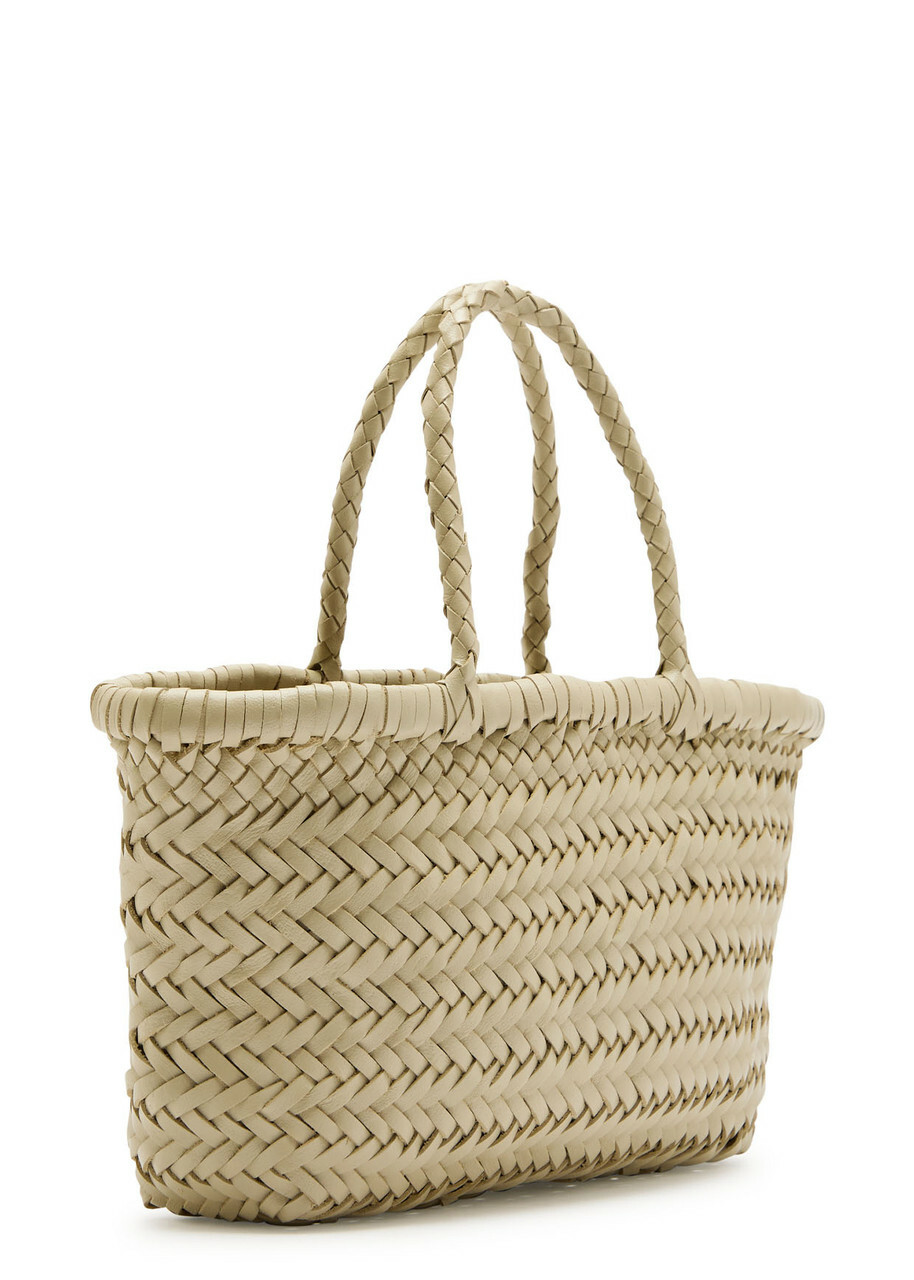 Dragon Diffusion Mini Flat Gora Woven Leather top Handle bag - Pearl - One Size