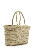 Dragon Diffusion Mini Flat Gora Woven Leather top Handle bag - Pearl - One Size
