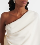 Marmar Halim Caped one-shoulder silk crêpe cocktail dress