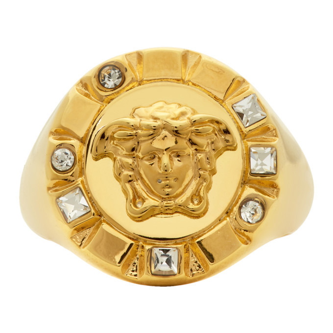 Photo: Versace Gold Palazzo Crystal Medusa Round Ring