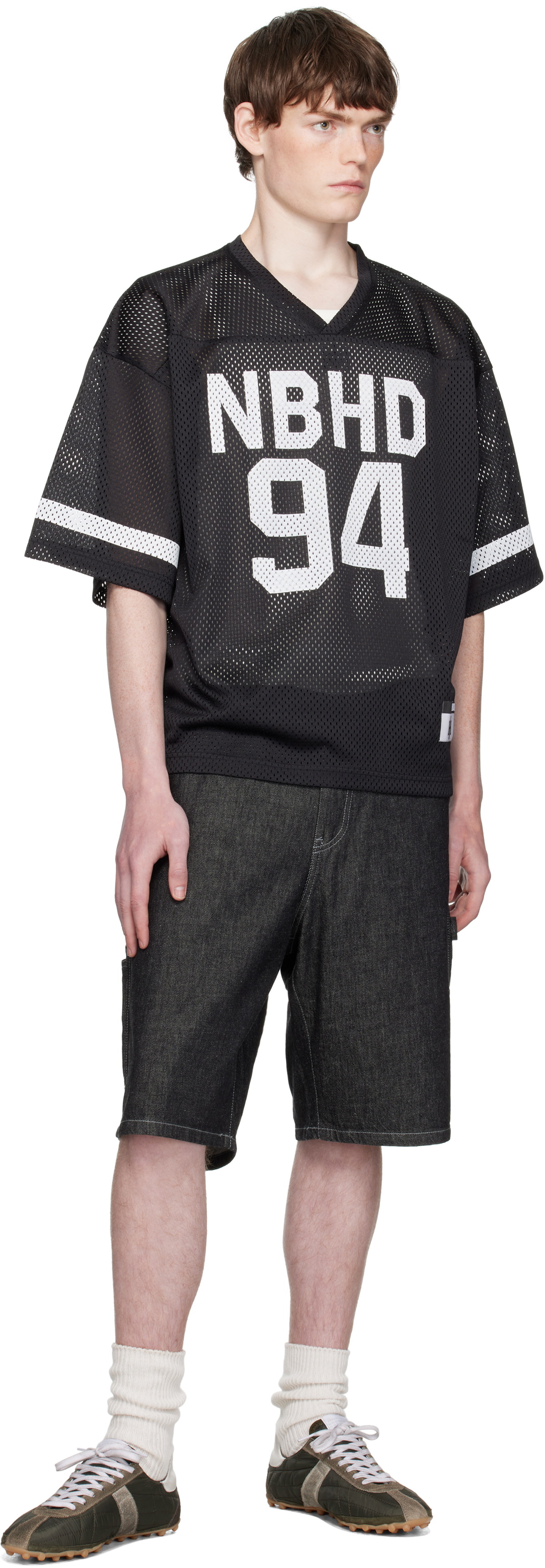 Neighborhood Black Painter Denim Shorts