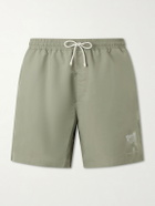 Brunello Cucinelli - Straight-Leg Mid-Length Logo-Print Swim Shorts - Green
