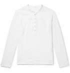 120% - Garment-Dyed Linen Henley T-Shirt - White