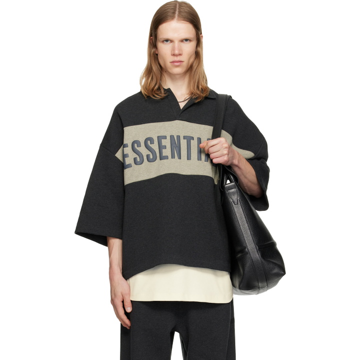 Photo: Fear of God ESSENTIALS Gray Panelled Crop Polo
