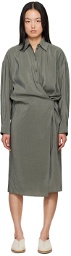 LEMAIRE Gray Twisted Midi Dress