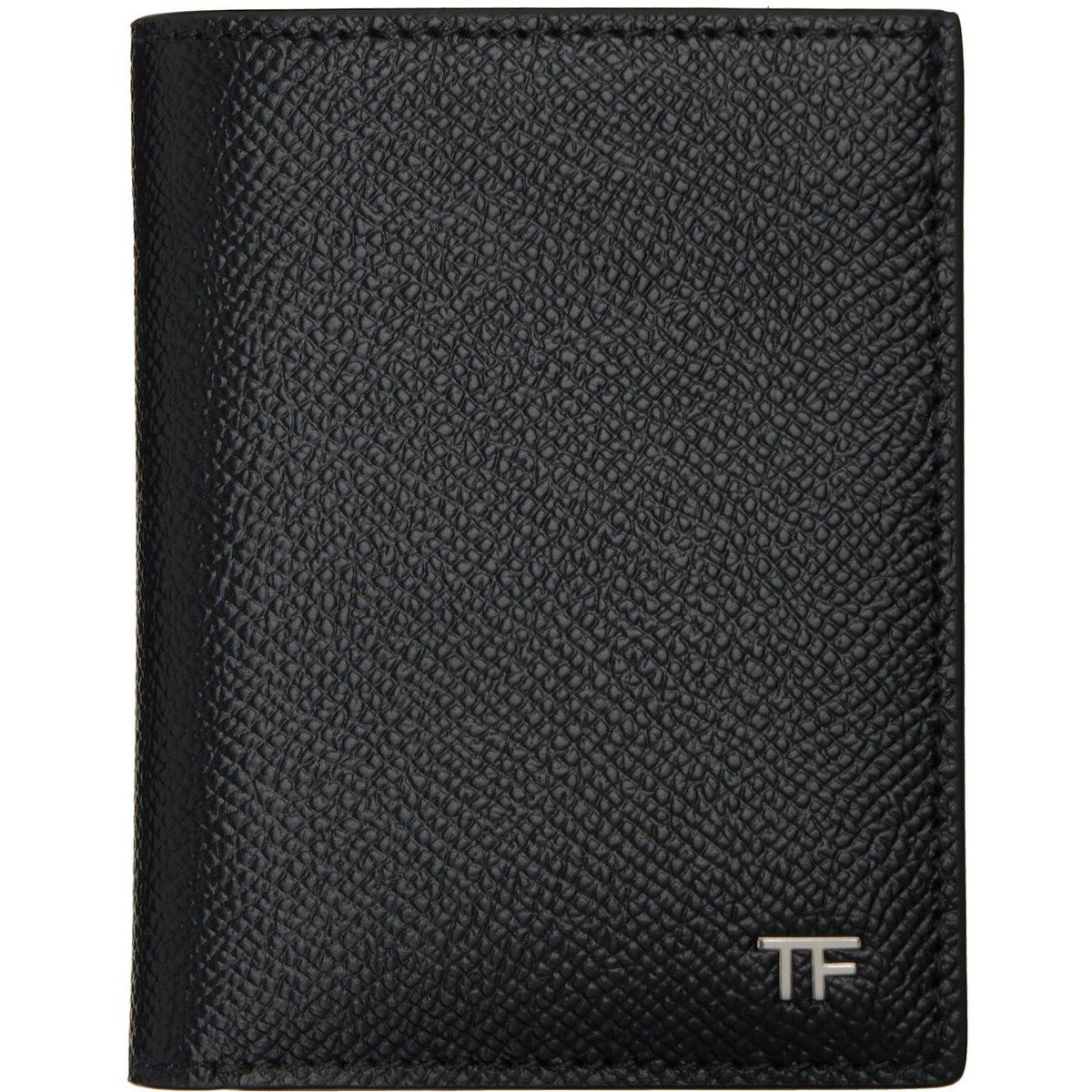 TOM FORD Black Small Grain Leather Folding Card Holder