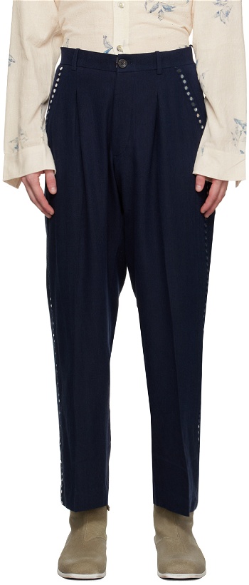 Photo: Karu Research Navy Pleated Trousers