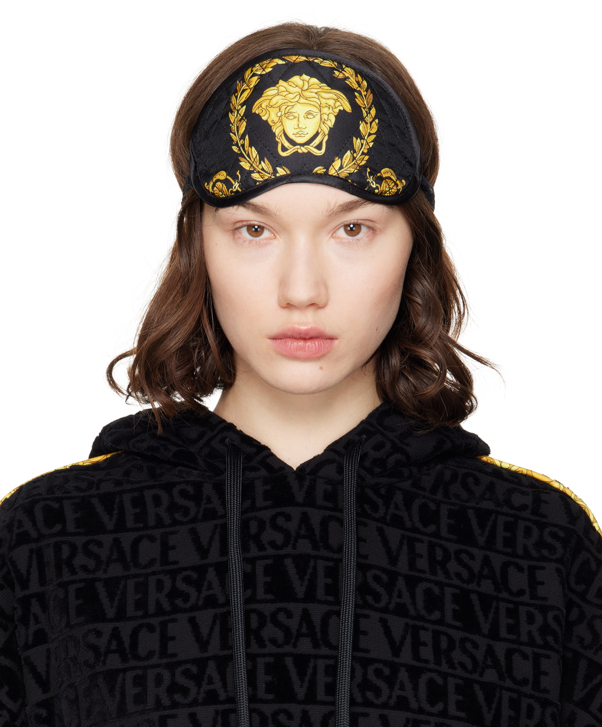 アクセサリーその他 VERSACE Crete De Fleur Baroque Sleep Mask Black Crete de Fleur Sleep Mask Black,Print | VERSACE