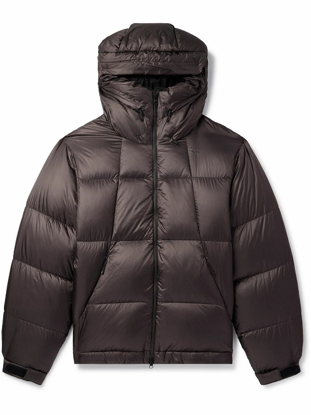 Photo: Goldwin - Quilted Pertex® Quantum Hooded Down Jacket - Brown