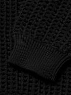 FRAME - Open-Knit Cotton Cardigan - Black