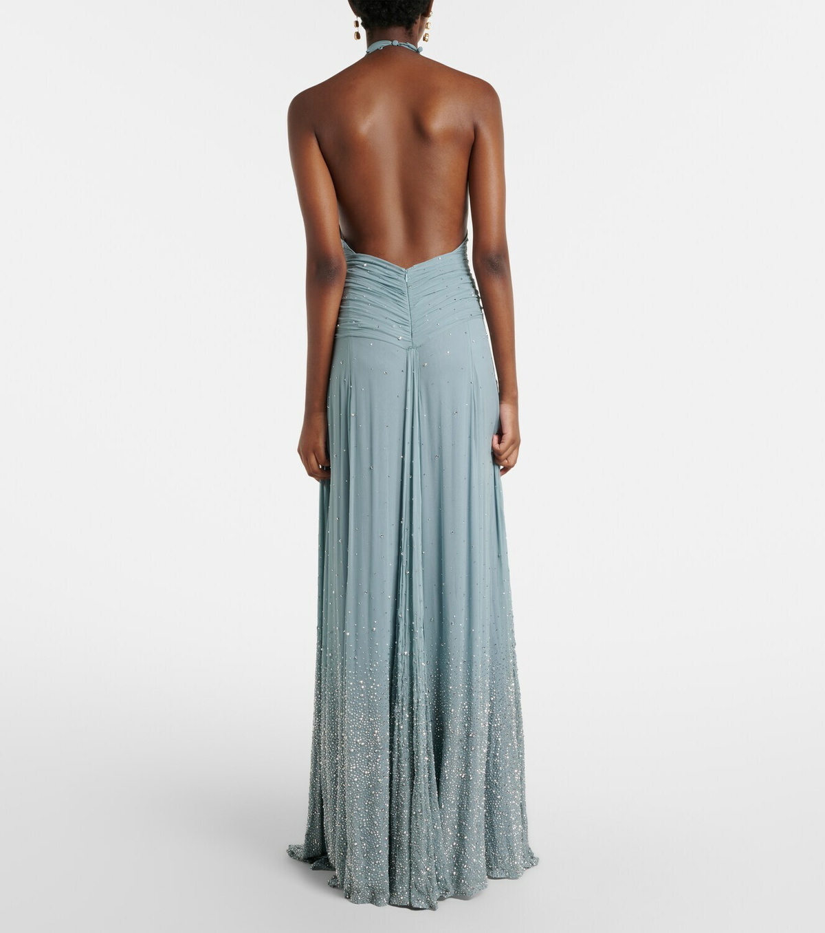 The New Arrivals Ilkyaz Ozel Halo embellished draped silk gown