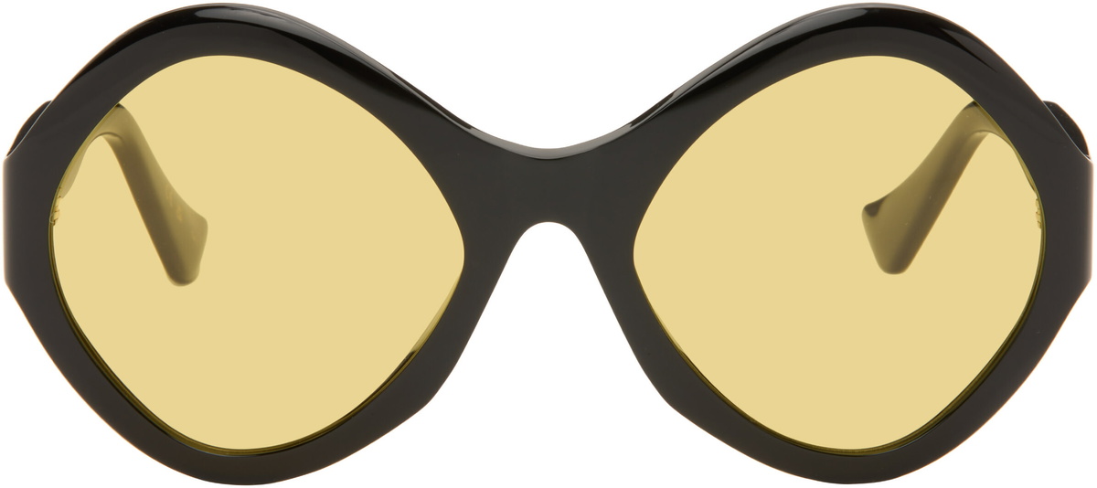 Valentino Black Round Acetate Sunglasses