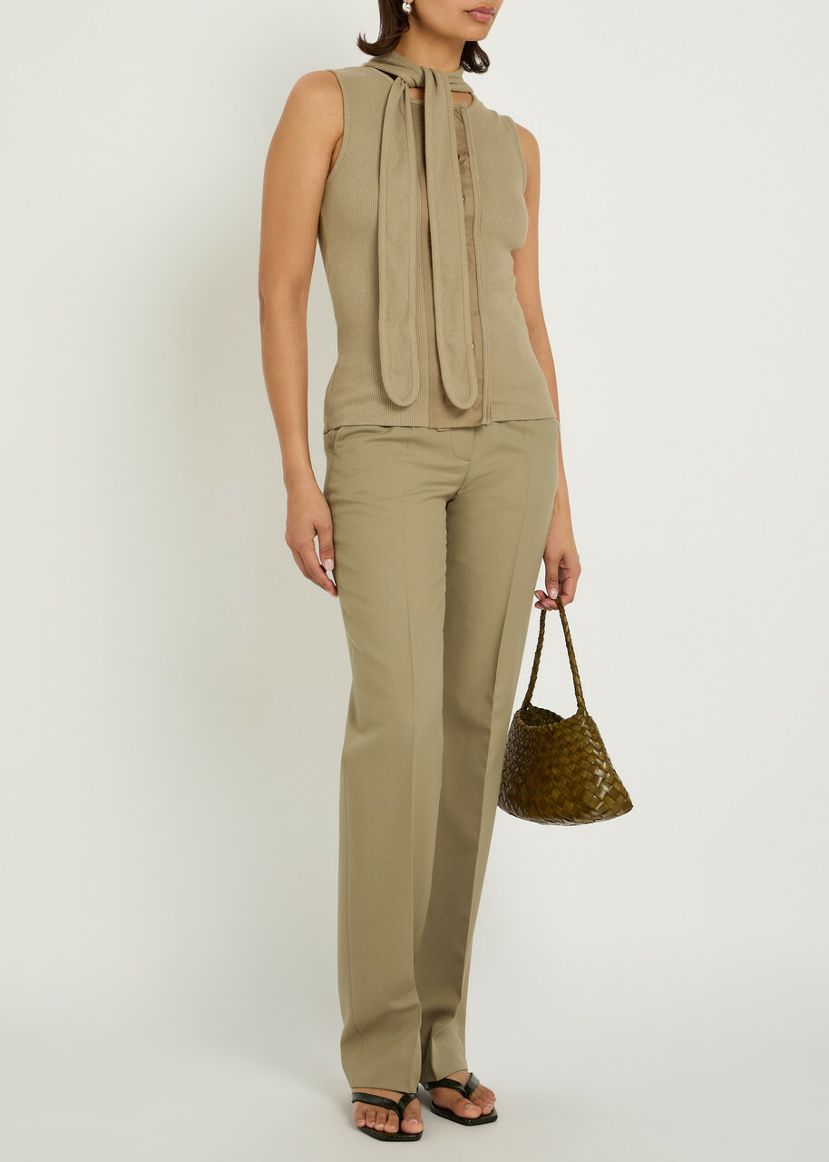 Lemaire Scarf-effect Cotton-blend top Sage