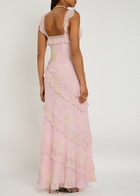 Loveshackfancy Radiance Floral-printed Chiffon Maxi Dress Pink