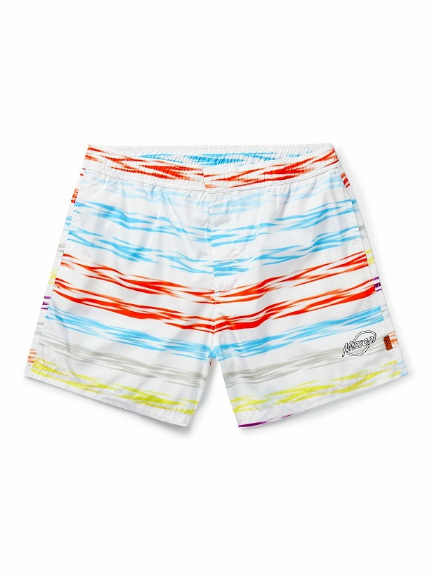Photo: Missoni - Slim-Fit Mid-Length Striped Swim Shorts - White