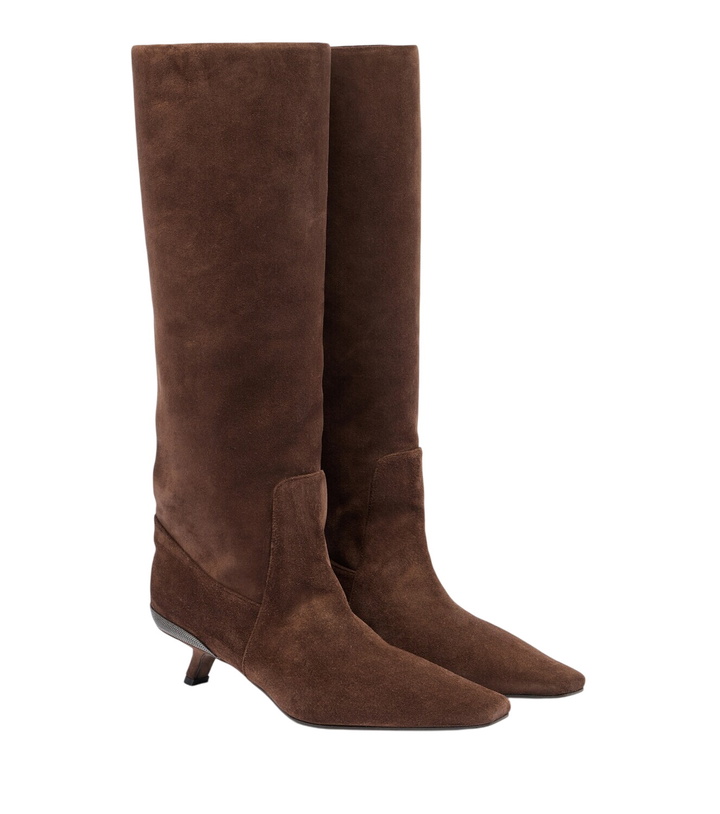 Photo: Brunello Cucinelli Monili suede knee-high boots