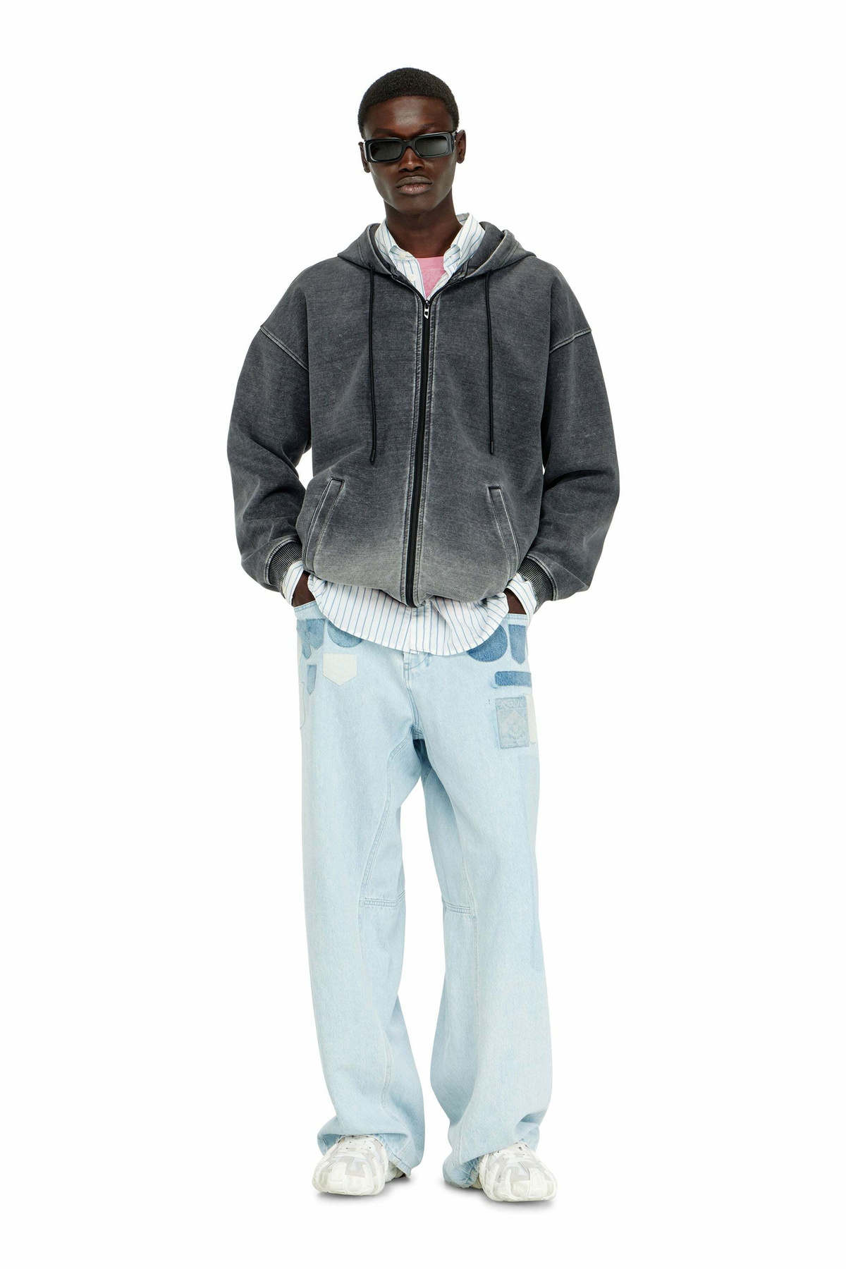 Diesel Hooded jacket in dégradé-effect scuba - Jackets Mens in Grey