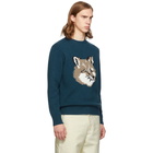 Maison Kitsune Blue Fox Head Sweater