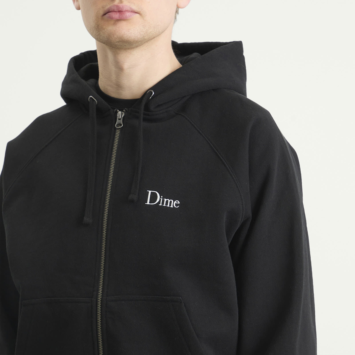 Dime Men's Classic Small Logo Zip Hoodie in Black Dime