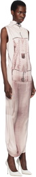 Jean Paul Gaultier White & Pink 'The Draped Trompe-L'œil Corset' Maxi Dress