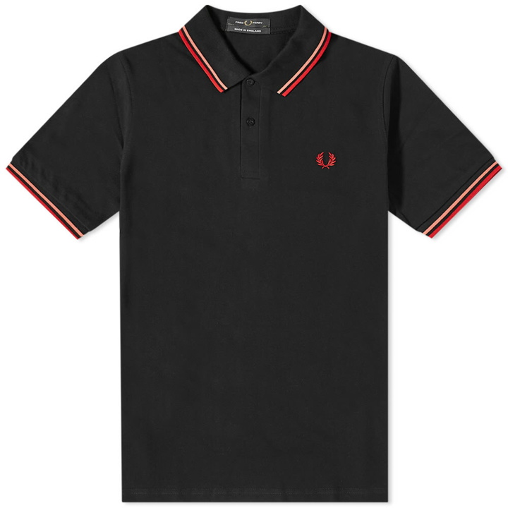 Photo: Fred Perry Authentic Men's Twin Tipped Polo Shirt in Black/Brick