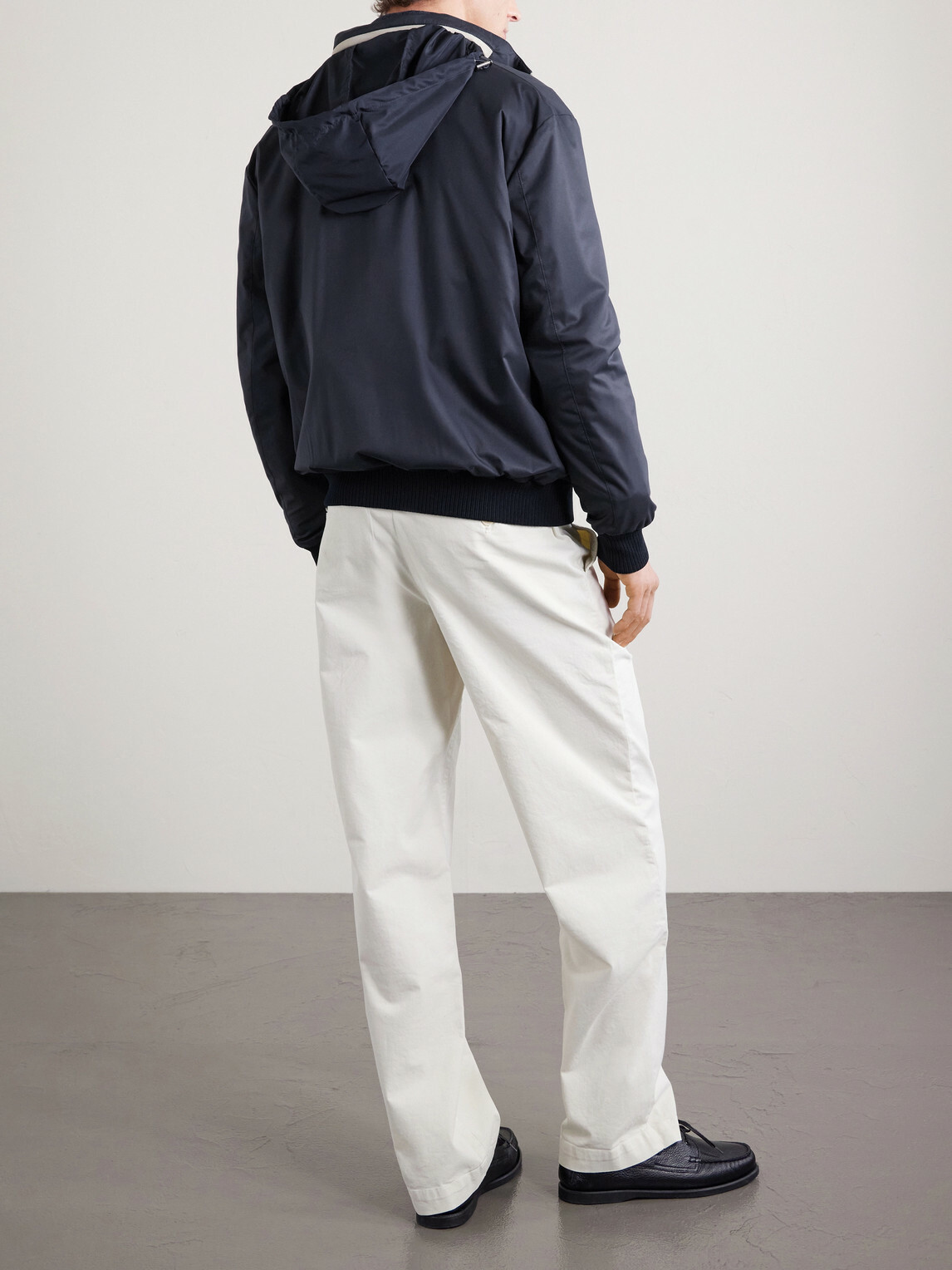 Kiton - Suede-Trimmed Shell Hooded Jacket - Blue