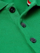 Thom Browne - Logo-Appliquéd Striped Cotton-Piqué Polo Shirt - Green