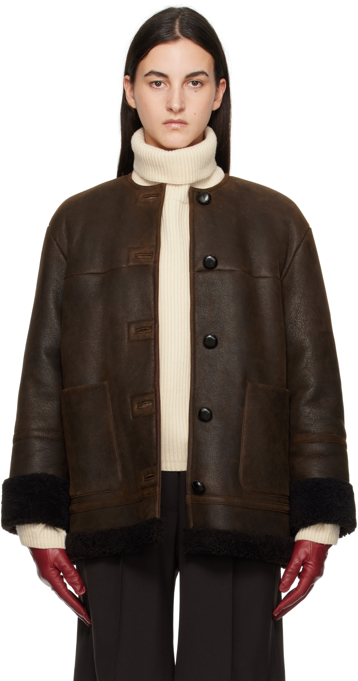 Weekend Max Mara Brown Borbone Shearling Jacket