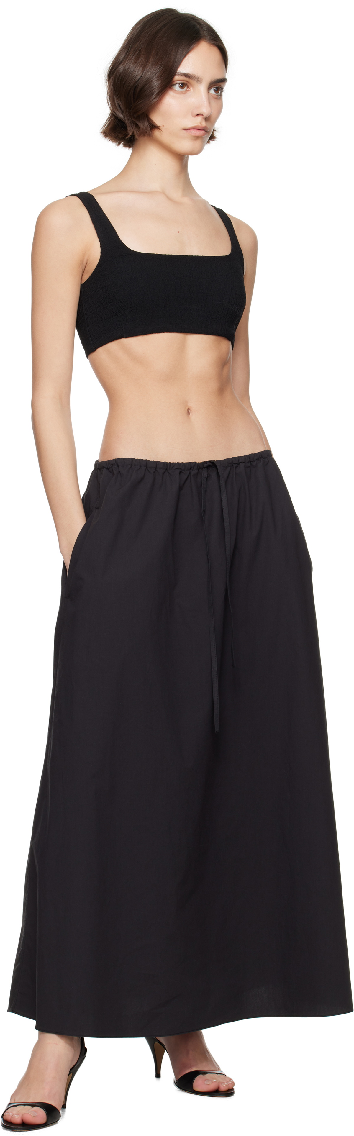 Matteau Black Drawcord Maxi Skirt
