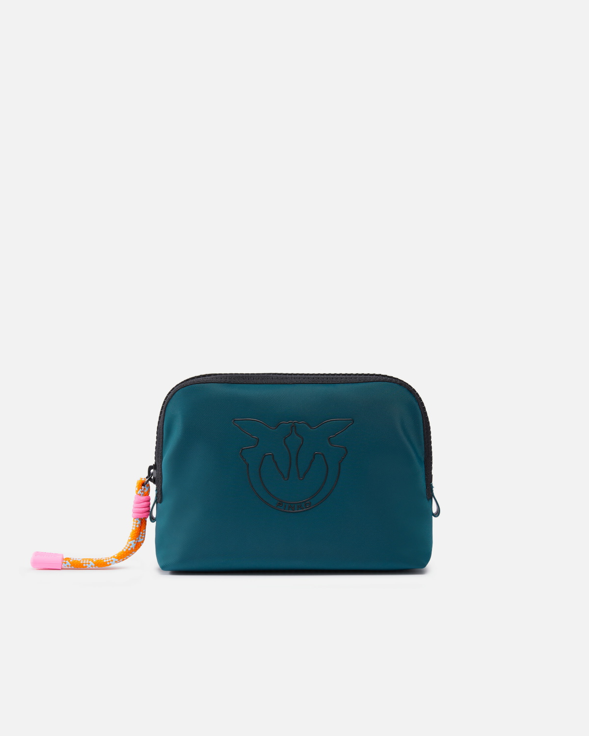 Pinko Small Bag In Recycled Fabric With Logo Teal Blue Block Color