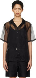 Silk Laundry Black Organza Camp Shirt