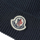 Moncler Men's Logo Beanie in Navy