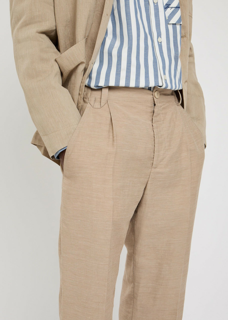 Jacquemus Le Pantalon Croisiere Straight-leg Linen-blend Trousers Beige