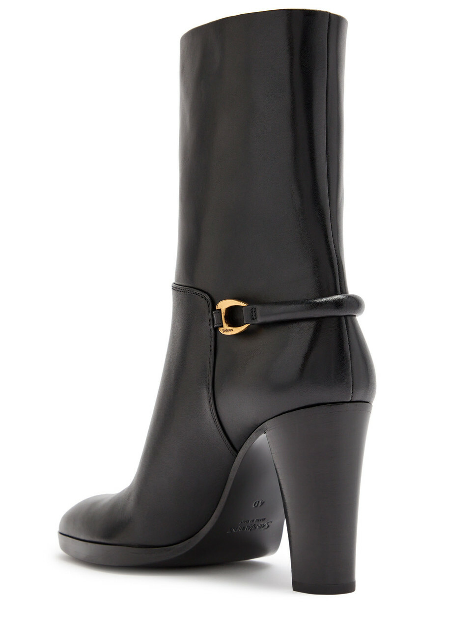 Saint Laurent Chemena 80 Leather Ankle Boots Black
