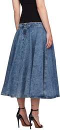 ALAÏA Blue Band Denim Midi Skirt