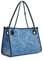 Etro Shopping Jacquard Leather and Denim Tote bag - One Size