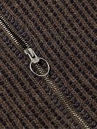 KAPITAL - Cropped Ribbed Wool Zip-Up Cardigan - Brown