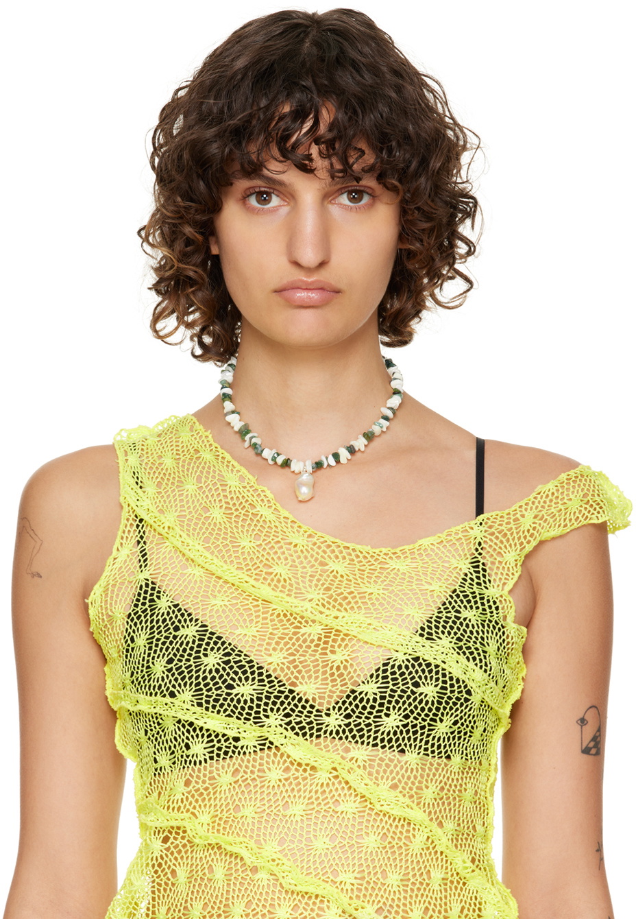 Santangelo SSENSE Exclusive Off-White & Green Kitano Necklace