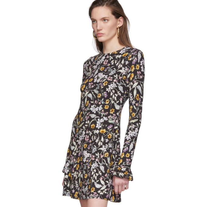 Les Reveries Black Floral Open-Back Dress