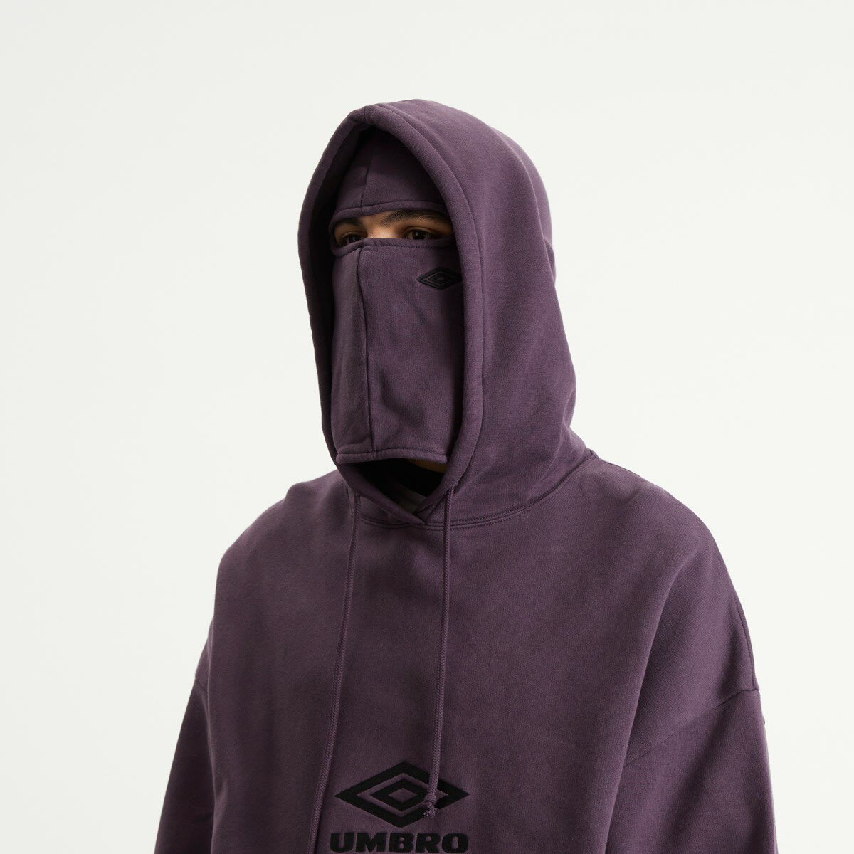 Umbro by Slam Jam Men's Og Logo Mask Hoodie in Dark Purple