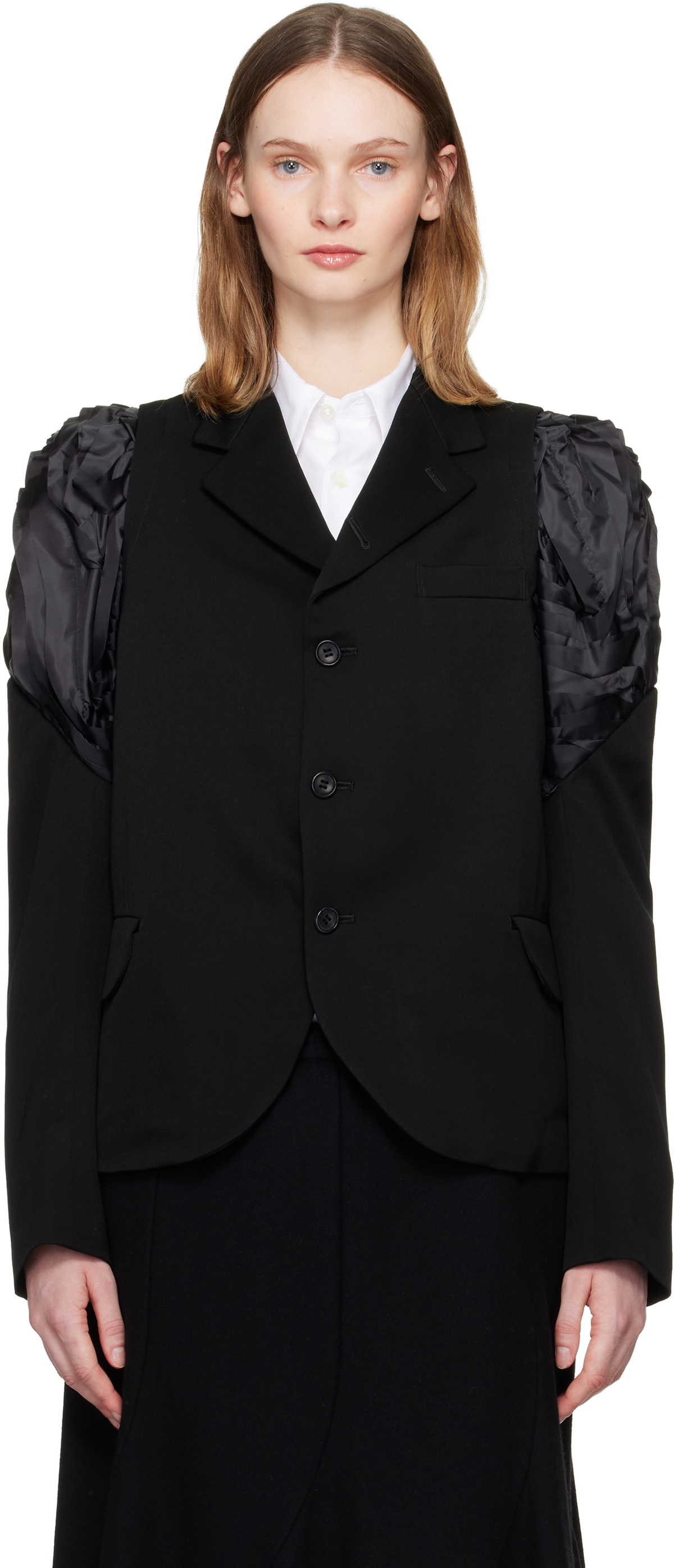 Comme des Garçons Comme des Garçons Black Ruched Shoulder Blazer
