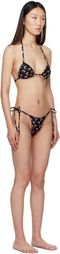 Marine Serre Black & Tan Swimwear Jersey Bikini