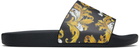 Versace Jeans Couture Black & Gold Outline Barocco Pool Slides