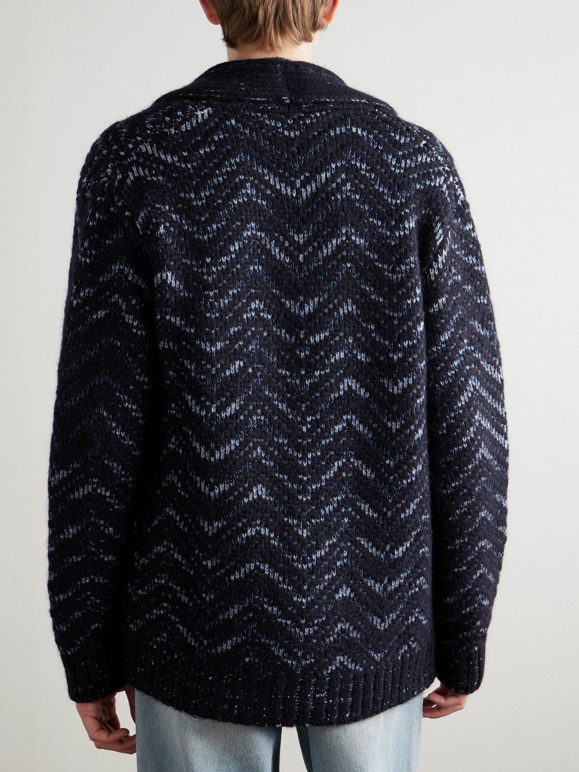 Missoni - Shawl-Collar Jacquard-Knit Cardigan - Blue