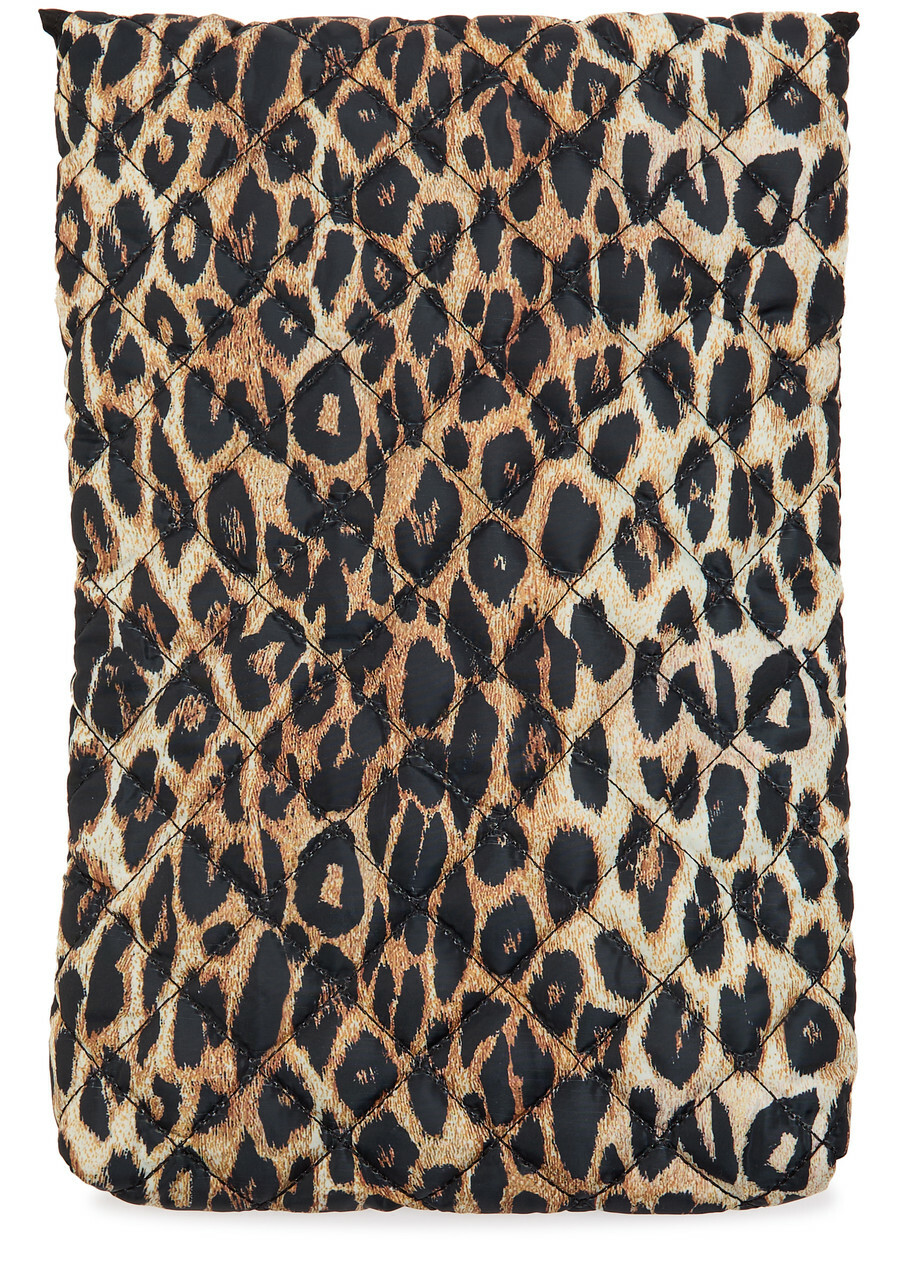 Damson Madder Leopard-print Quilted Shell Laptop Case - One Size